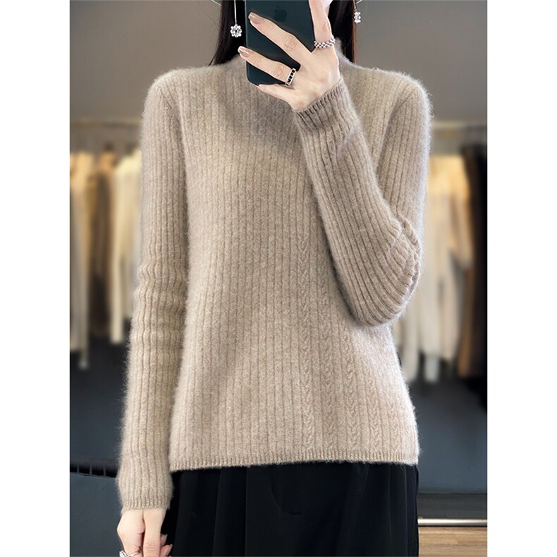 半高领秋冬装新款韩版修身显瘦长袖纯色羊毛衫图片