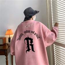 ！22秋季新款宽松大码港风R麂皮绒圆领卫衣JW1973-p50控68，男装卫衣，星座508（原C305）