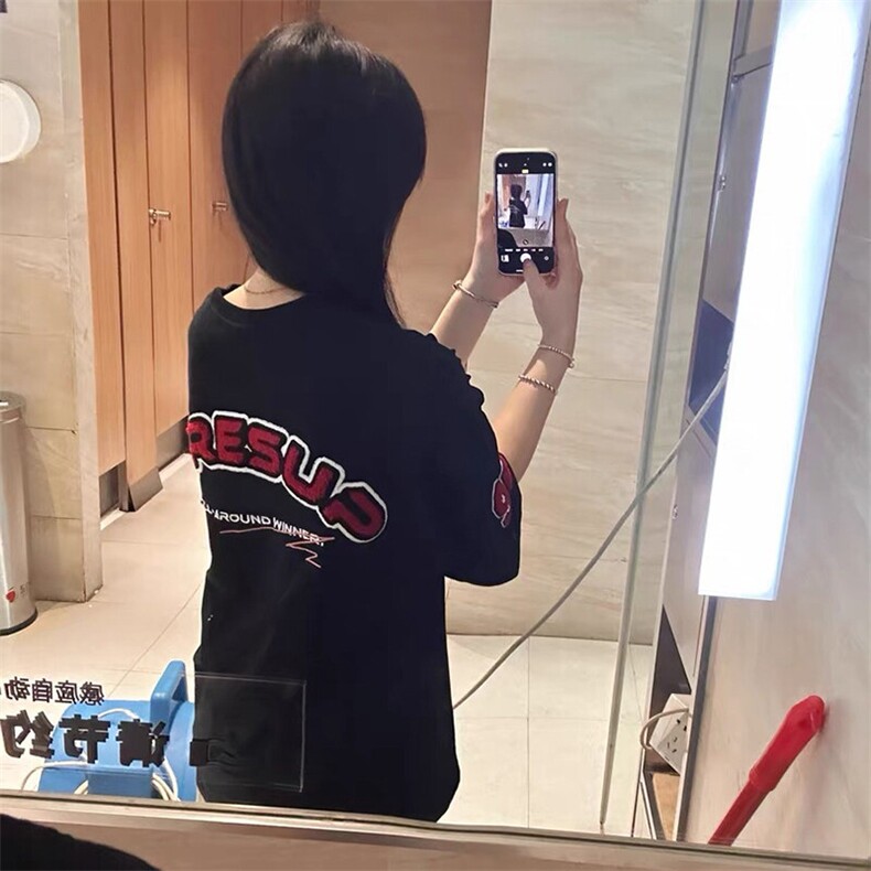 万针全刺绣工艺抖音得物高品质260克重磅纯棉双纱美式高街短袖T恤,男装T恤,电商A486-1