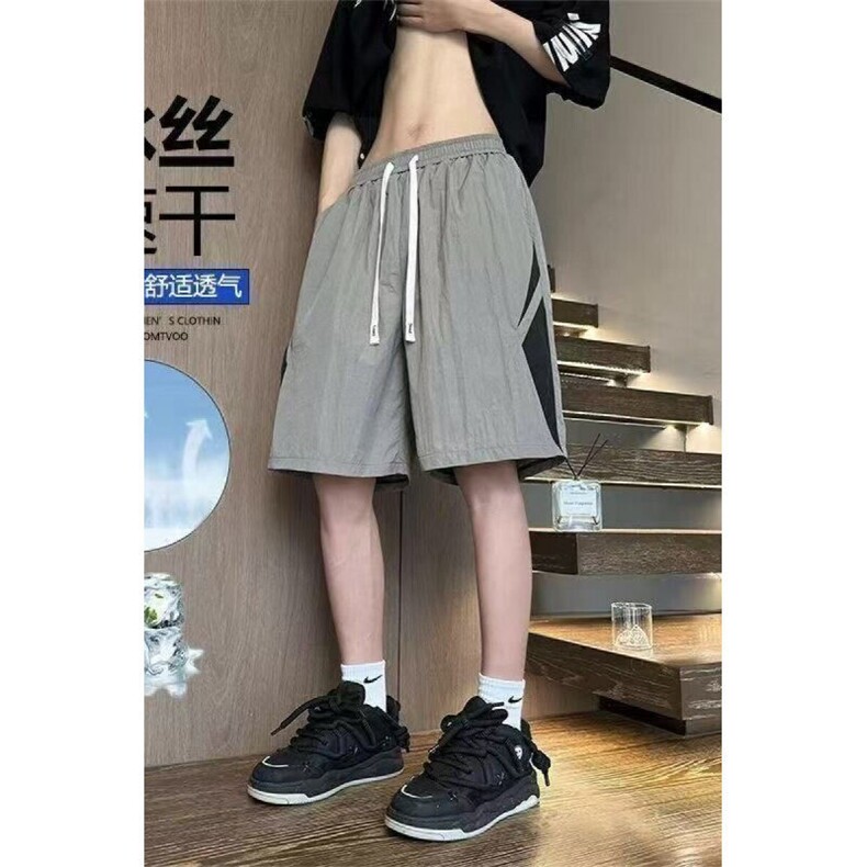 冰丝休闲短裤男夏薄款透气宽松运动中裤速干滩五分裤513DK1776P23图片