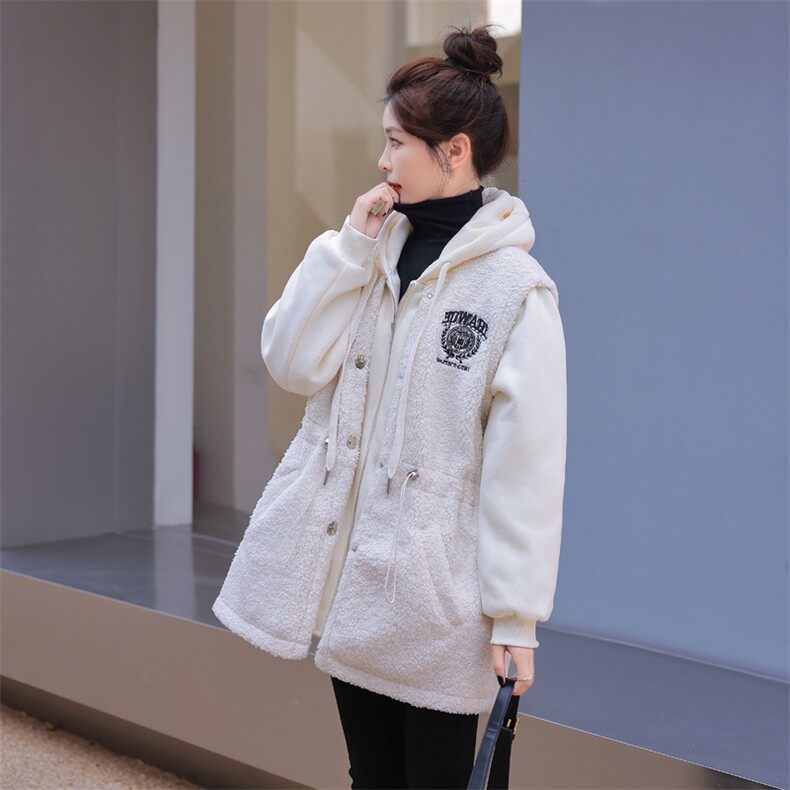 颗粒绒外套女2022冬季新款女装韩版时尚休闲保暖加厚仿羊羔毛外套,女装羊羔毛/颗粒绒,慧尚依恋
