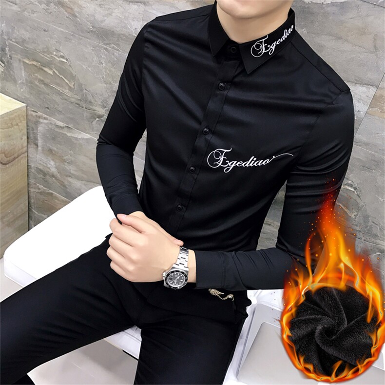尖领2021年青春流行潮长袖休闲修身型简约百搭,男装衬衫,星座419（原A233）
