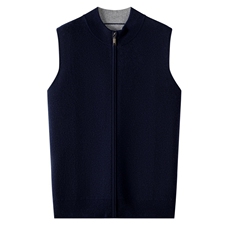 2025百搭时尚简约无袖圆领拉链款马甲羊绒衫，男装羊绒套衫，忠诺羊绒