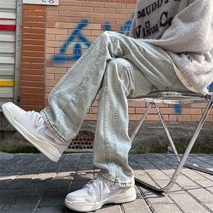 美式牛仔裤男韩版潮流高街帅直筒裤子2025春冬ins长裤RK1391-P47图片