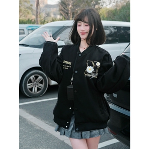 高街痞帅棒球服男女秋潮牌绣花夹克外套重磅学院风情侣开衫JKC12图片