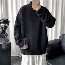 纯色高领毛衣男秋冬加厚ins潮百搭港风休闲宽松针织衫M263-P38，男装针织衫/毛衣，星座512-4