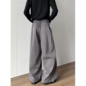 莱赛尔高级灰色窄版西装裤2025春秋新款显瘦直筒西裤拖地阔腿裤图片