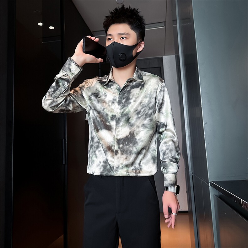 高级感印花衬衫男痞帅潮流百搭社会小伙衬衣301C-CS05-P58控78,男装衬衫,星座301C（原B323）