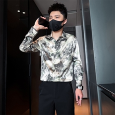 高级感印花衬衫男痞帅潮流百搭社会小伙衬衣301C-CS05-P58控78，男装衬衫，星座301C（原B323）