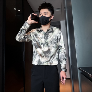 高级感印花衬衫男痞帅潮流百搭社会小伙衬衣301C-CS05-P58控78图片
