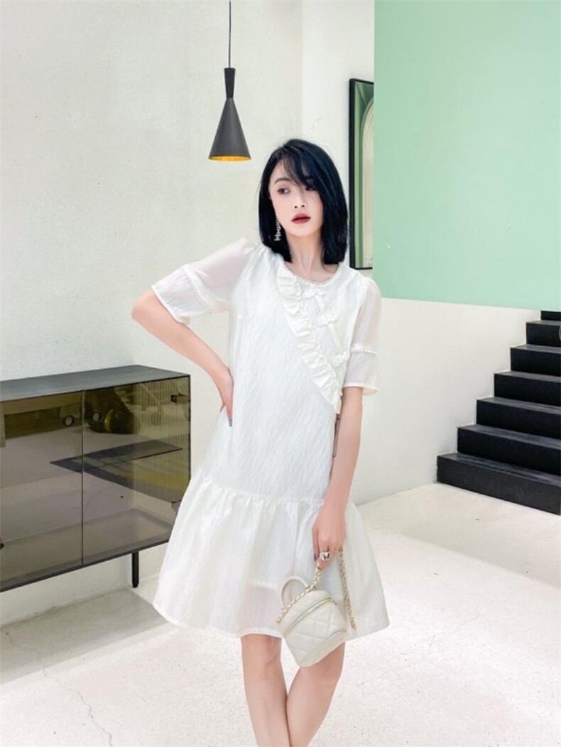 重工订珠盘扣连衣裙，女装连衣裙，天使公主