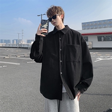 8XL-M灯芯绒衬衫特大码复古秋冬翻领长袖上衣纯色外套CS9001/P58，男装衬衫，电商B238