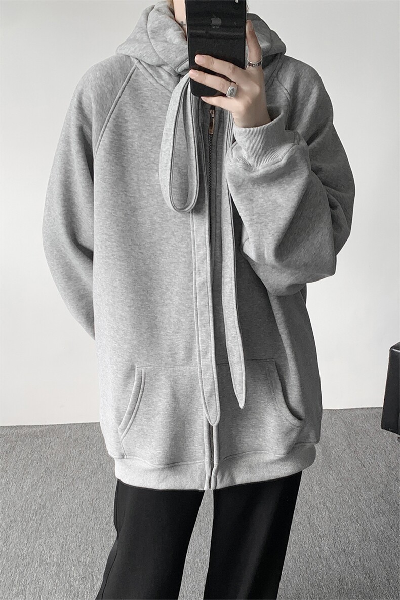 8XL-M朝牌情侣美式绑带设计连帽卫衣宽松开衫外套男女WY35P58,女装短外套,电商D206-1