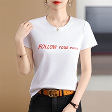 刺绣FOLLW艺术个性时尚舒适显瘦棉T，女装T恤，元素羊绒