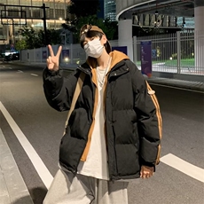 港风青年宽松假两件面包服宽松加厚保暖男外套冬季新款M009-P85，男装棉衣，星座1008