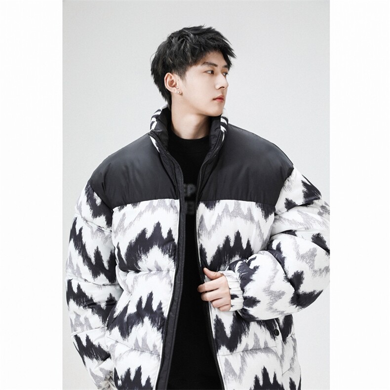 棉服男潮拼色情侣上衣港风加厚保暖宽松立领外套M0780-P90,男装棉衣,星座308B-2