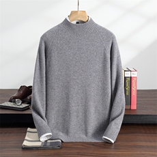 秋冬季35%羊绒休闲商务简约百搭七针插肩半高羊绒衫男装，男装羊绒套衫，纳丰羊绒