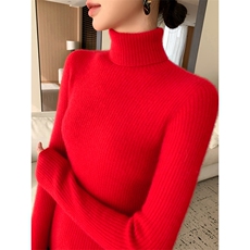 软糯无缝高领羊绒衫女打底内搭毛衣修身显瘦新款针织衫女秋冬上衣，女装羊绒衫，奥帆羊绒