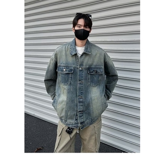 2026新款美式高街水洗做旧牛仔外套男春秋季潮牌复古痞帅3565/P84图片