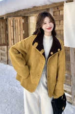 已出大货两面穿撞色皮毛一体2D001-6728-P215-K328，女装短外套，2D001