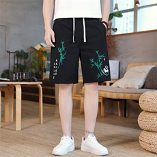 风大刺绣短裤男中式休闲百搭五分裤沙滩裤XZ310B-3-DK1903-P27，男装牛仔裤，星座310B-3