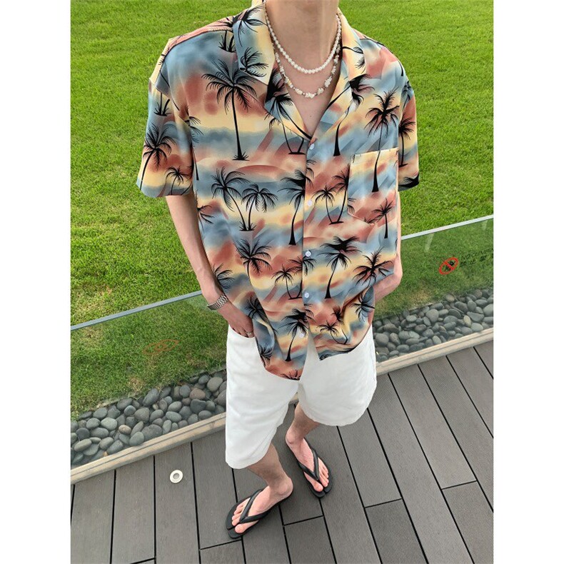夏威夷沙滩冰丝衬衫ZC0114-特批22,男装衬衫,星座313A(原308A-2)