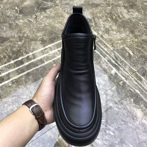 X4490-155马丁靴男士冬季英伦切尔西靴加绒高帮皮靴百搭棉靴图片