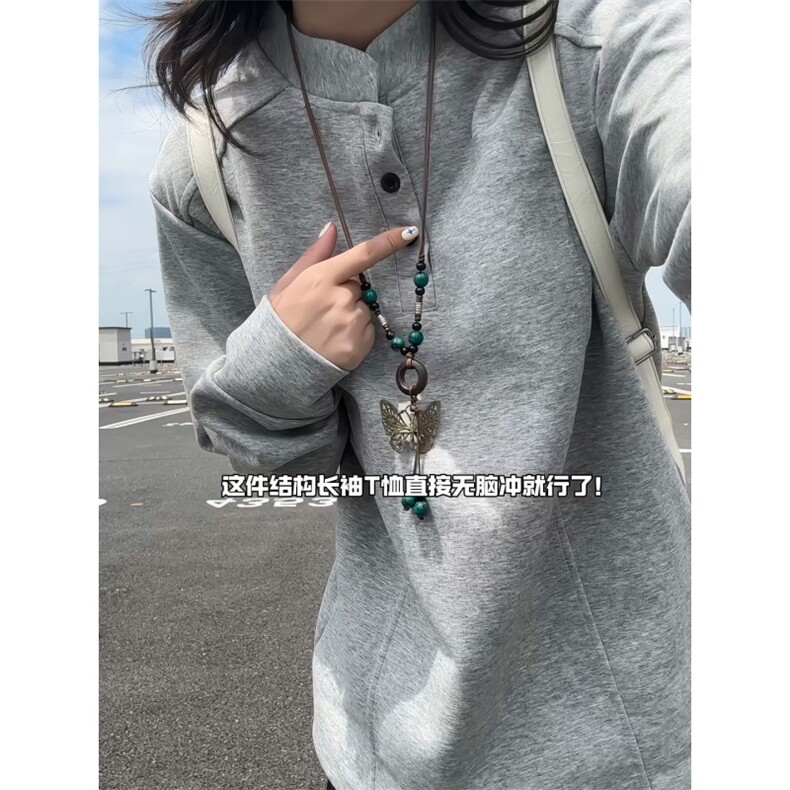 XZ809A/SYR16/特P25  设计感立领长袖POLOT恤卫衣图片