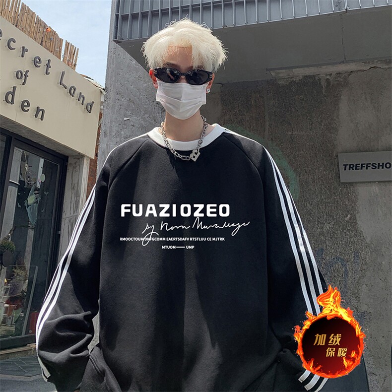 抖音得物高品质重磅全棉二开支持退换360克宽松织带圆领卫衣0507,男装卫衣,电商A486
