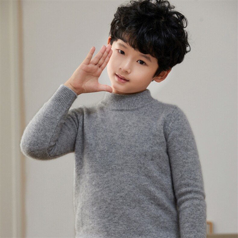秋冬新款儿童高领羊毛衫保暖舒适简约百搭长袖针织毛衣，童装儿童羊毛衫，顺友羊绒童装