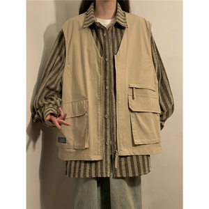 中性假两件衬衫马甲外套女潮流情侣女夹克外套男77860特P68控108图片