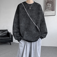 8XL-M美式复古街头风圆领卫衣男特大码上衣套头打底衫WY11P50控68，男装卫衣，电商D206-1