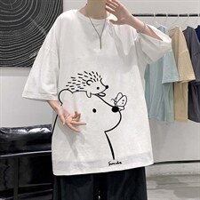 YT26166-P30亚短袖t恤男大码五分袖男宽松七分袖港风模特，男装T恤，电商A040