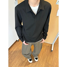 夏季新款港风日系复古翻领长袖T恤POLO衫男潮XZ213-TX07-P38控58，男装T恤，星座213