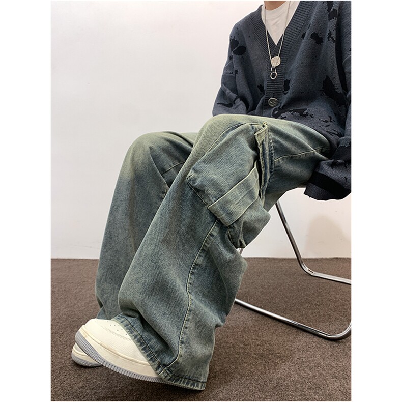 新款美式工装复古牛仔裤男新款宽松直筒阔腿长裤子春款JN031-P58,男装牛仔裤,星座1008-1