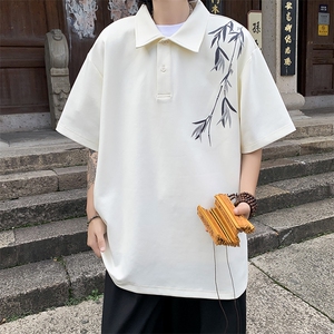 夏季新款潮牌宽松休闲衬衣竹子刺绣短袖POLO衫男 现货 W8222-P32图片