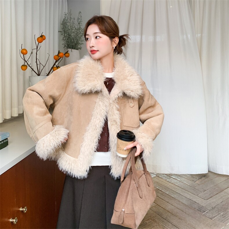 新款皮毛一体短外套6818--P195---K288,女装皮草,2C253