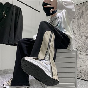 2022秋装新款 港风拉链款拼接休闲裤运动直筒裤 B221-LK21167-P50图片