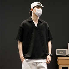 冰氧仿棉短袖个性灰墙体恤休闲百搭纯色POLO衫男上衣TC3143-P35，男装T恤，星座717