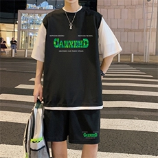 数据款冰丝华夫格套装潮流休闲短袖短裤两件套FTZ3055-P55控78，男装牛仔裤，电商B370