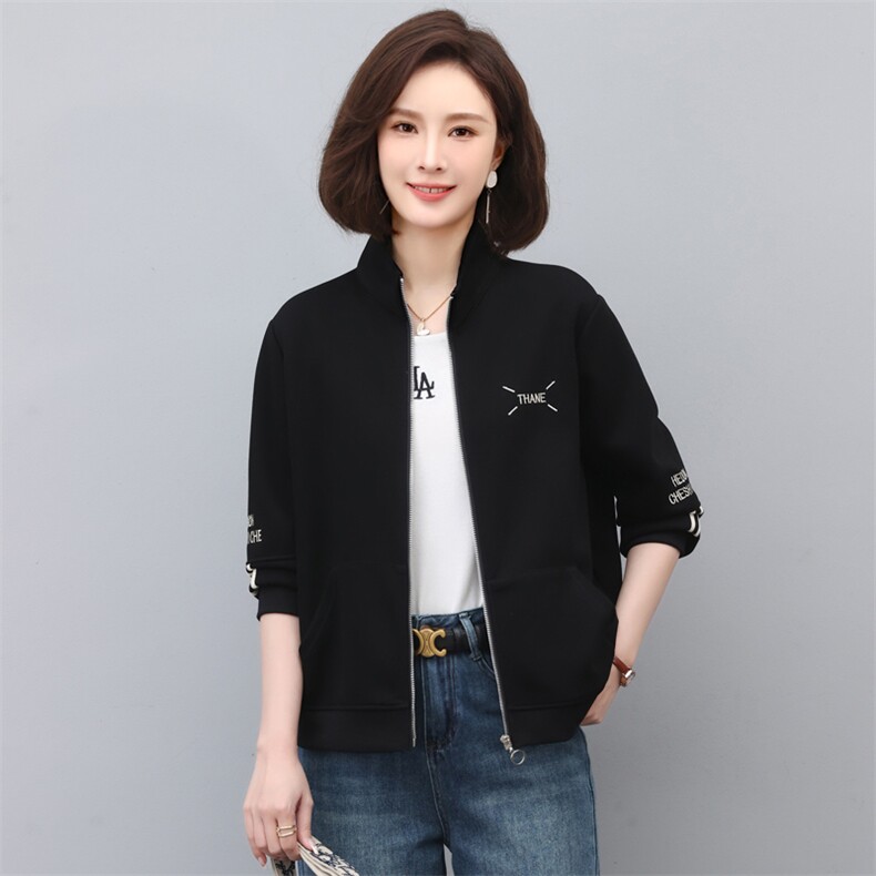 2023年秋季新款潮韩版休闲百搭立领短外套女拉链开衫棒球服女士秋,女装短外套,简韵佳