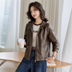 高级感连帽短款皮衣外套女2025秋季小个子显瘦百搭超好看夹克上衣,女装高级感连帽短款皮衣外套女2025秋季小个子显瘦百搭超好看夹克上衣,女装皮衣,简古,简古