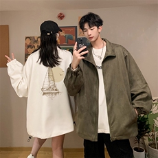 麂皮绒夹克男大码立领褂子外套JK85409-P68加绒款-P78，男装夹克，电商A040