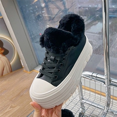 真皮羊毛小白鞋女2024冬季新款厚底百搭保暖板鞋女休闲鞋子百搭女，女鞋休闲鞋，电商A223