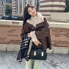 两面穿皮毛一体皮衣派克服外套女冬季2025新款小个子加绒加厚棉服，女装短外套，2B183