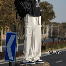 潮流时尚重磅条绒休闲裤垂顺直筒宽松拖地工装裤X1860-特批60，男装工装外套，星座718