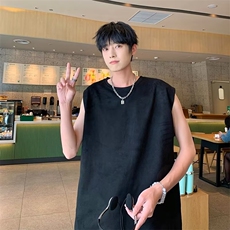 麂皮绒背心男士韩版潮流夏季百搭2024宽松新款insT恤ST348-P28，男装背心/马甲，星座412-3