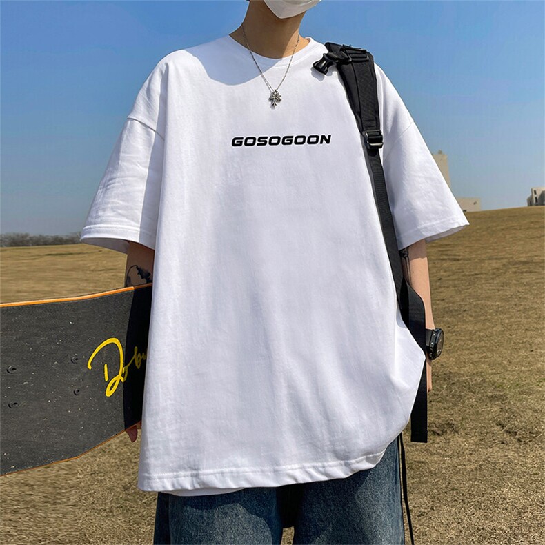 抖音得物二开现货220克夏装重磅美式高街宽松短袖t恤MT171,男装T恤,电商A486-1
