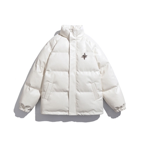 白底鳄鱼纹可拆卸四芒星胸针设计潮流休闲棉衣男MY77733P128控168图片
