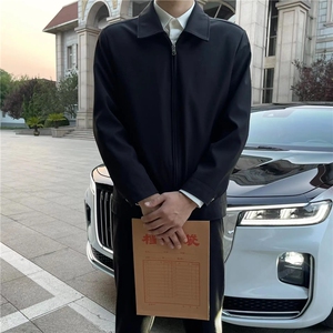 黑色行政夹克男款早秋高级感翻领商务外套气质一整套ootd穿搭套装图片
